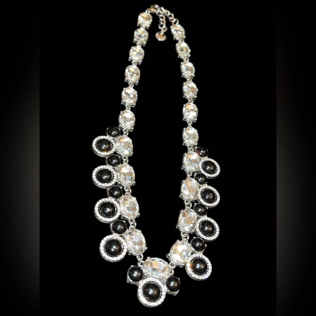 Coldwater Creek Crystal And Black Bead Statement Necklace - Women Jewelry